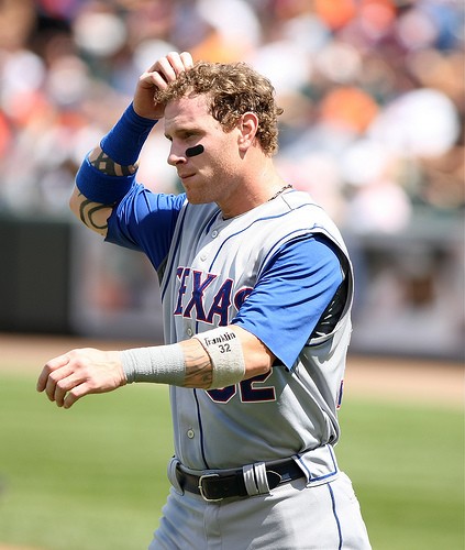 Josh Hamilton of the Texas Rangers poses during spring training